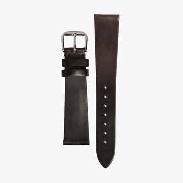 Lorier dark brown shell cordovan leather strap with stainless steel hardware