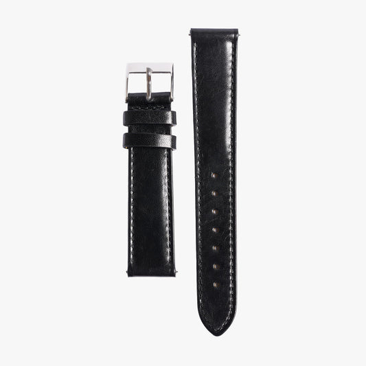 Lorier black leather strap with stainless steel hardware