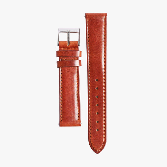 Lorier chestnut tan leather strap with stainless steel hardware