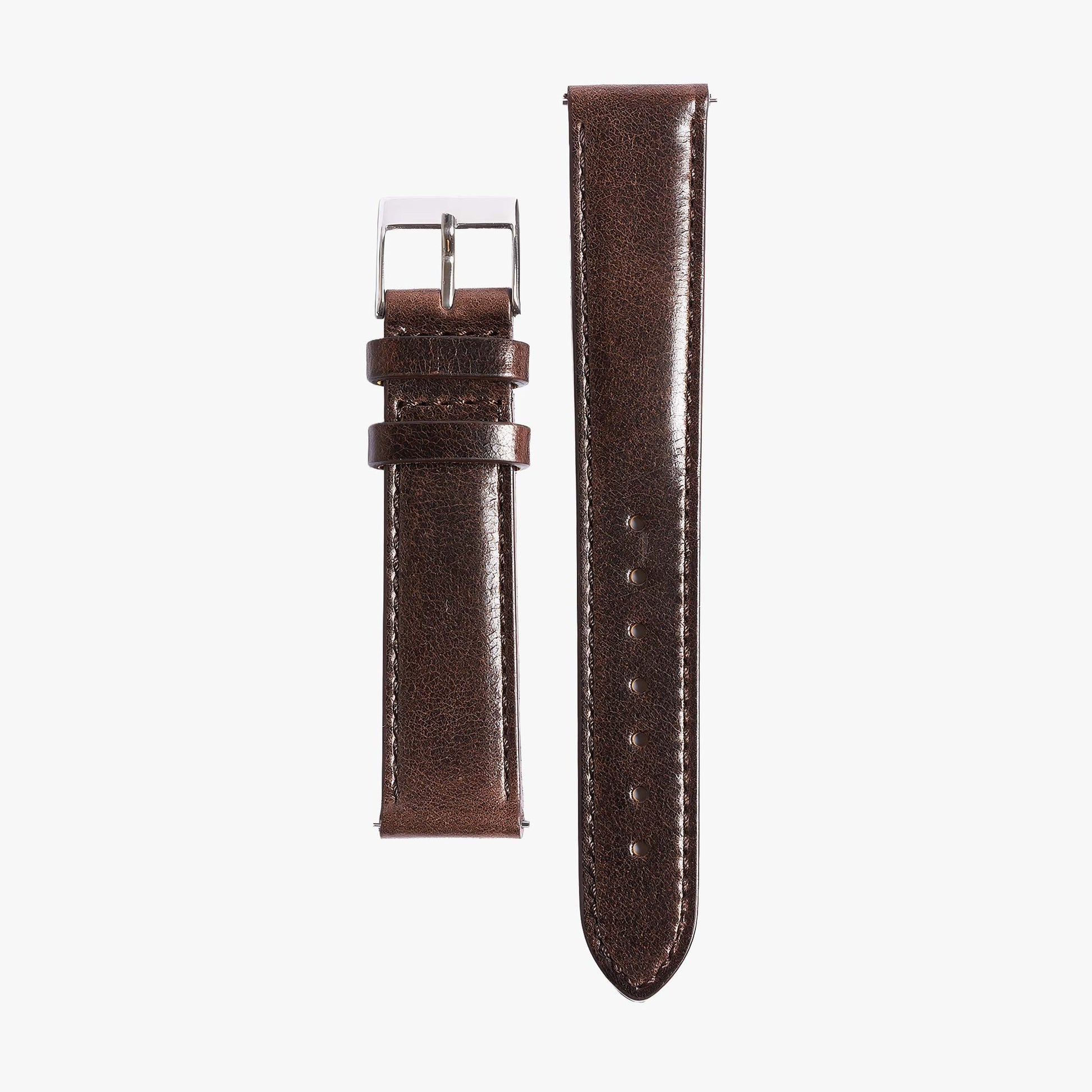 Lorier brown espresso leather strap with stainless steel hardware