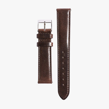 Lorier brown espresso leather strap with stainless steel hardware