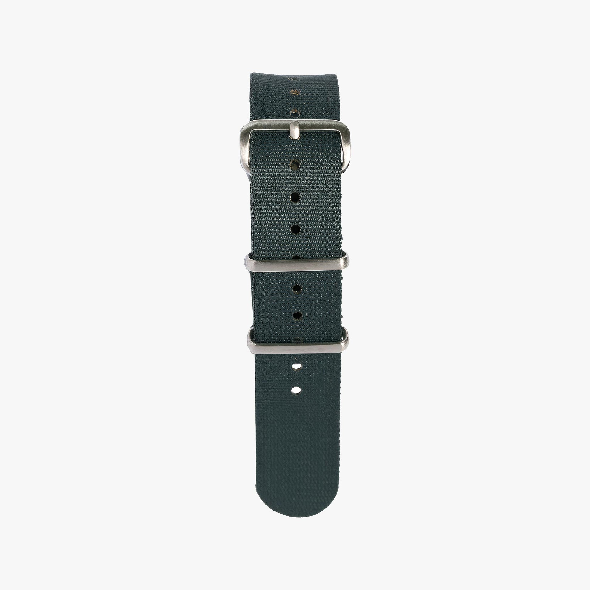 Lorier green woven nylon watch strap with silver-toned metal hardware