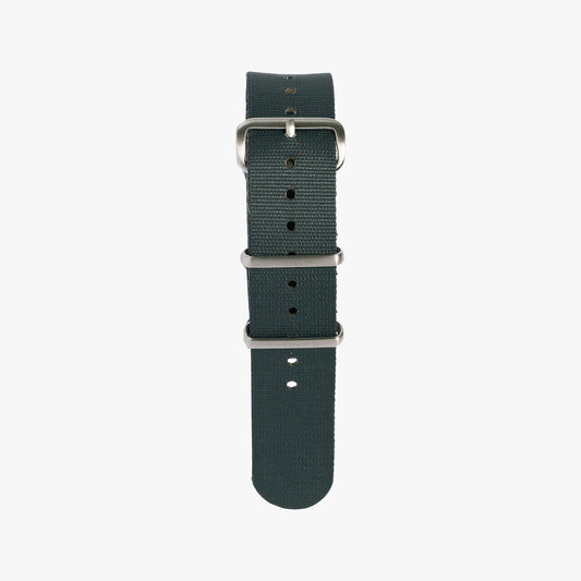 Lorier green woven nylon watch strap with silver-toned metal hardware