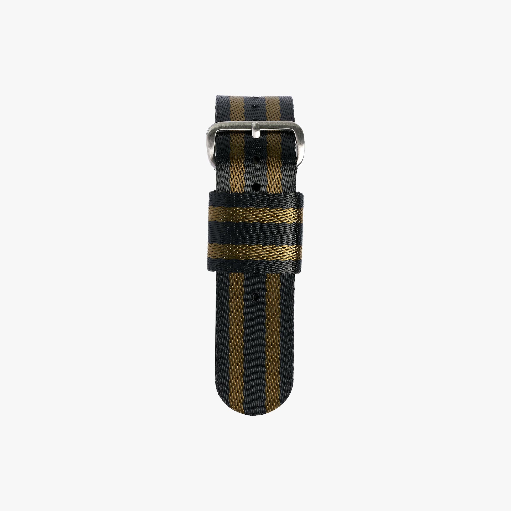 Lorier olive-and-black woven nylon strap with stainless steel buckle