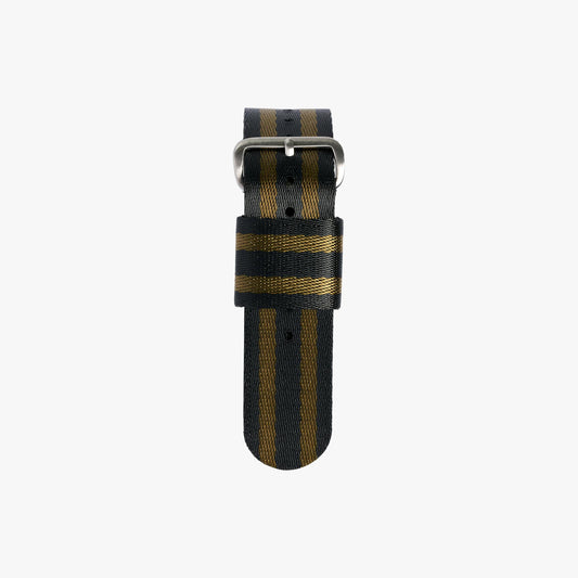 Lorier olive-and-black woven nylon strap with stainless steel buckle